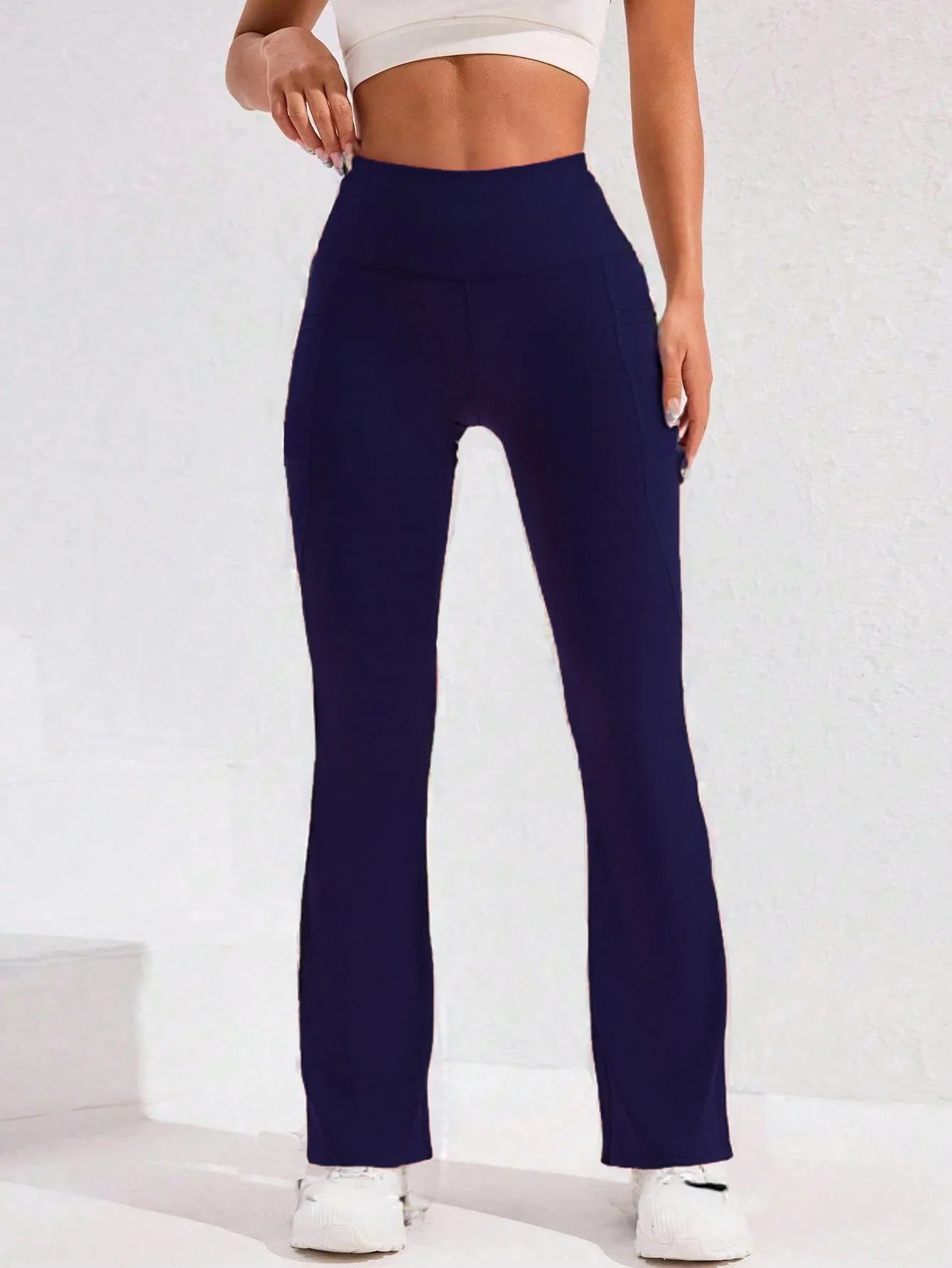 Women's High-Waist Flare Leg Yoga Pants with Pocket