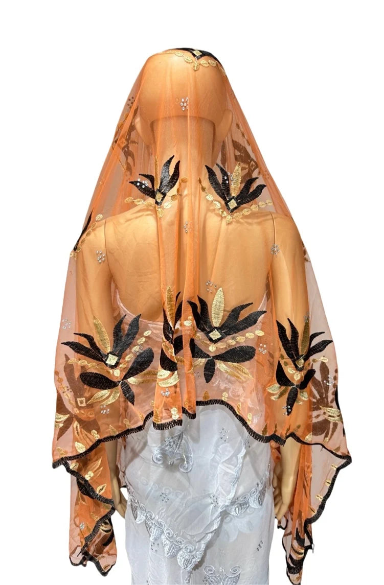 Women's Embroidered Voile Hijab Scarf