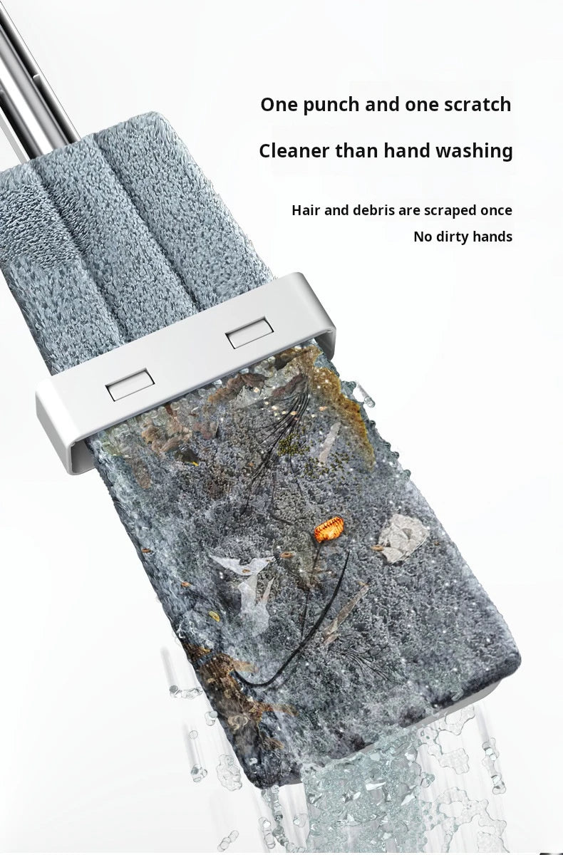 38 cm Microfibre Flat Mop and Folding Bucket Set with 360° Rotating Head