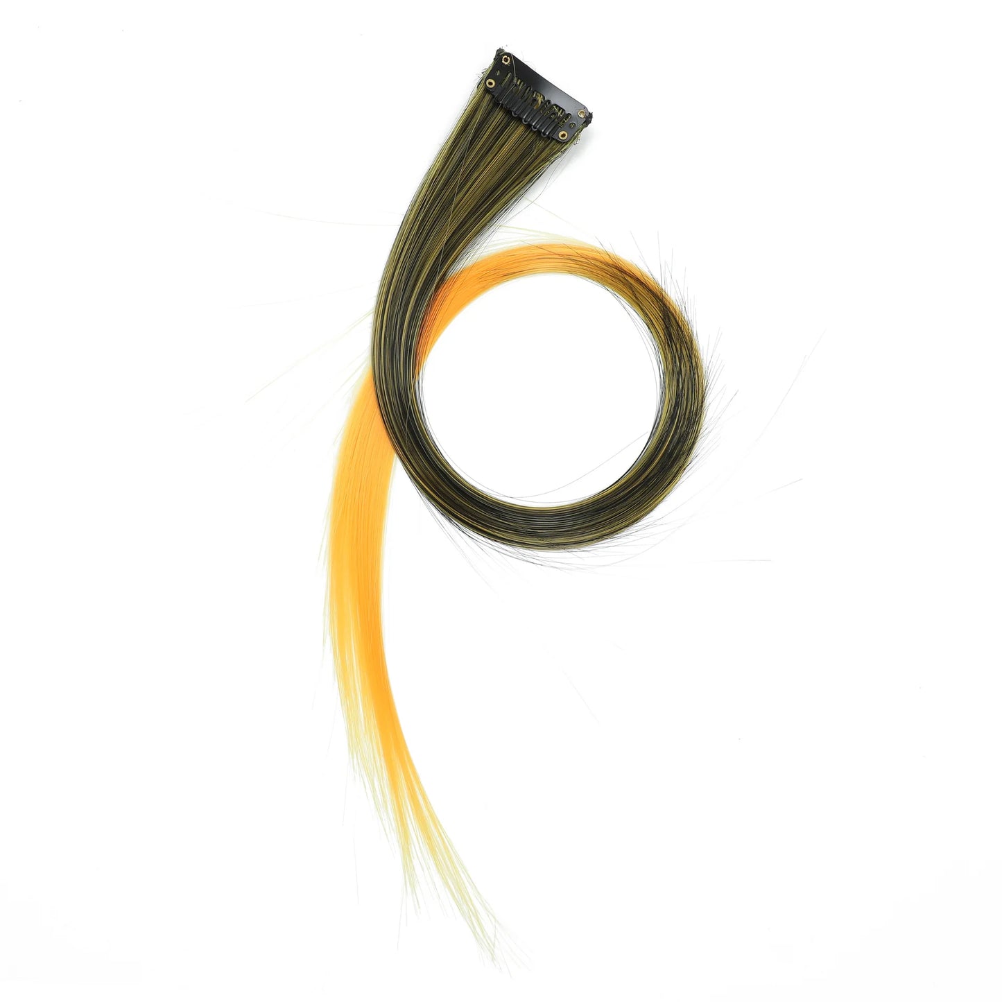 22-Inch Straight Clip-In Synthetic Hair Extensions – Colorful Highlight Hairpiece