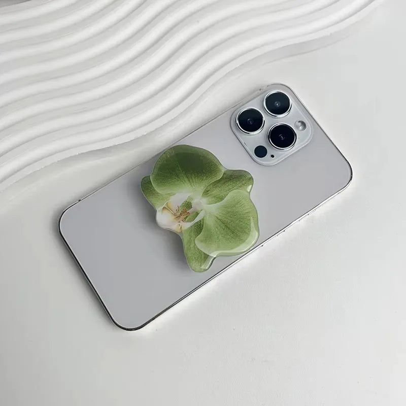 Acrylic Orchid Folding Ring Phone Holder — Grip Stand & Desktop Support