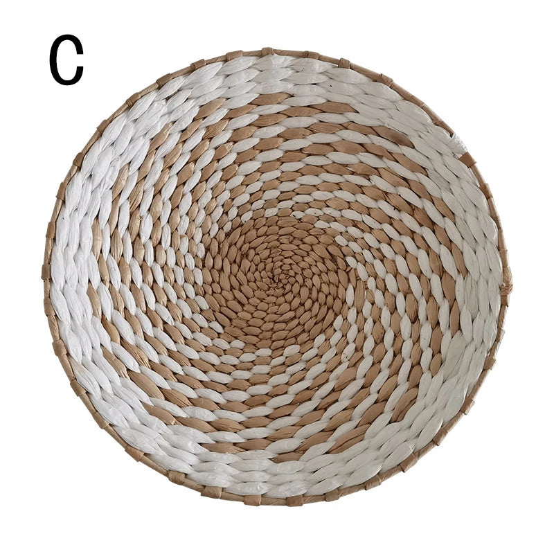 Straw Woven Tray Wall Decor Hanging Plate Round Fruit Storage Basket Bohemian Home Decoration Rattan DIY Crafts Gifts