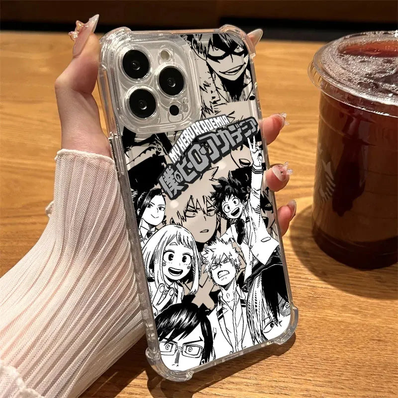 Katsuki Bakugo Anime Clear Phone Case for iPhone 17 Air, 17, 16e, 16, 15, 14, 13, 12, 11 Pro Max Plus Soft Silicone Cover