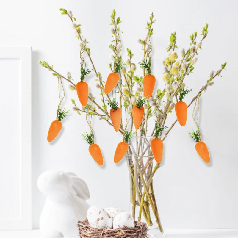 10pcs Easter Carrots Ornament Decorations For Home DIY Foam Carrot Hanging Pendant Spring Easter Party Supplies Kids Toys Gift