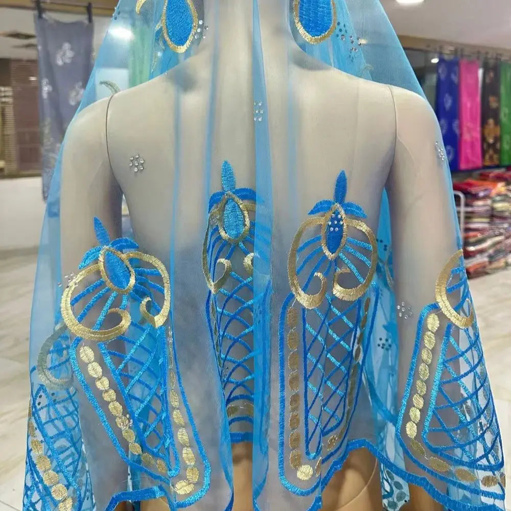 Women's Embroidered Voile Hijab Scarf
