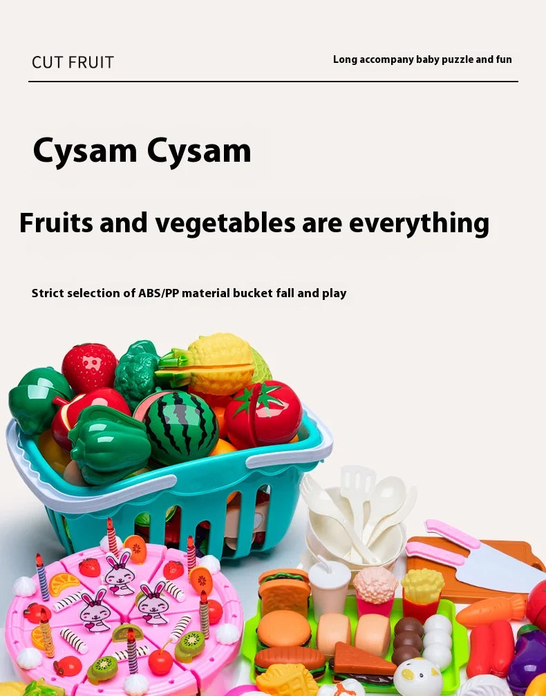 DIY Fruit & Vegetable Cutting Toy Set for Kids – Pretend Play Kitchen Food, Interactive Parent-Child Game, Birthday Gift