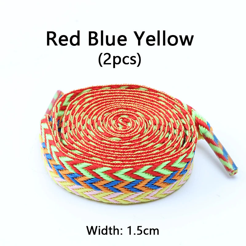 Flat Wavy Shoelaces for Sneakers – Trendy Wide Replacement Shoe Laces for Casual, Sport & Streetwear Shoes (1.5cm / 2cm / 3cm Widths)