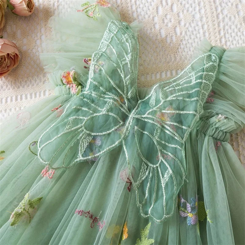 1-5Yrs Baby Girl Clothes for Birthday Party Toddler Flower Elegant Embroidery Dresses New 3D Butterfly Baby Dress Sweet Outfits