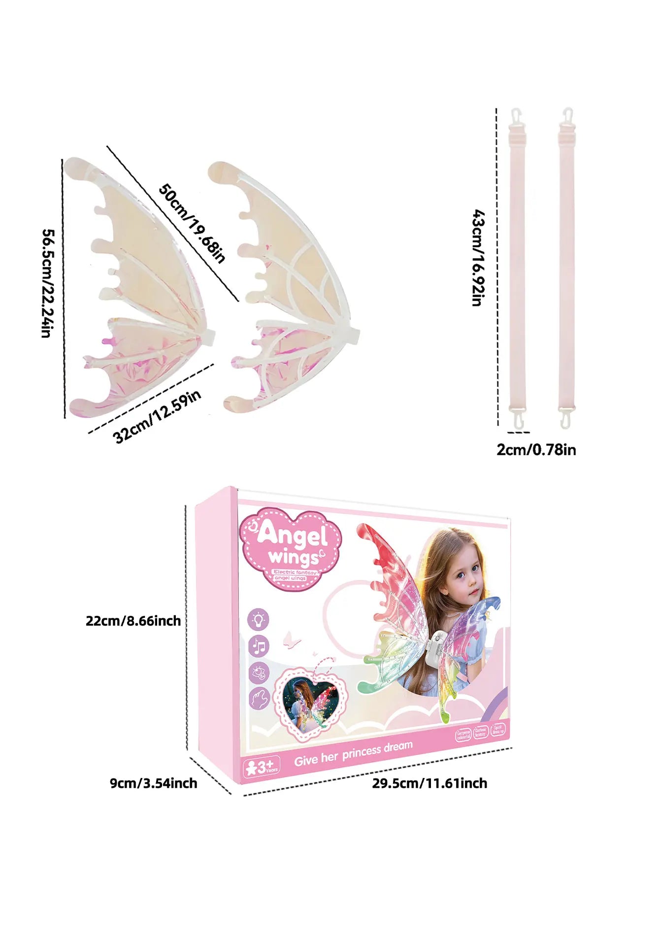 Light-Up Butterfly Fairy Wings with Music – LED Angel Costume Wings Toy Gift