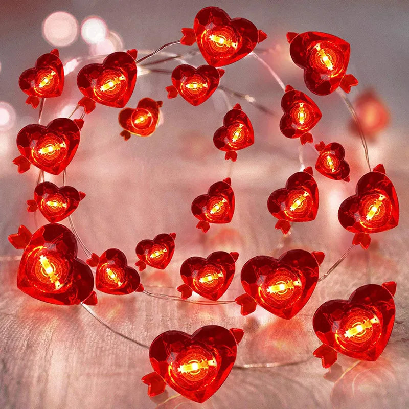 2m Red Heart LED String Lights – Decorative Fairy Light Garland for Valentine’s Day, Weddings, and Home Decor