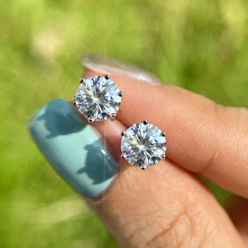 Moissanite Stud Earrings – S925 Sterling Silver Unisex Studs (1–2 CT Options)