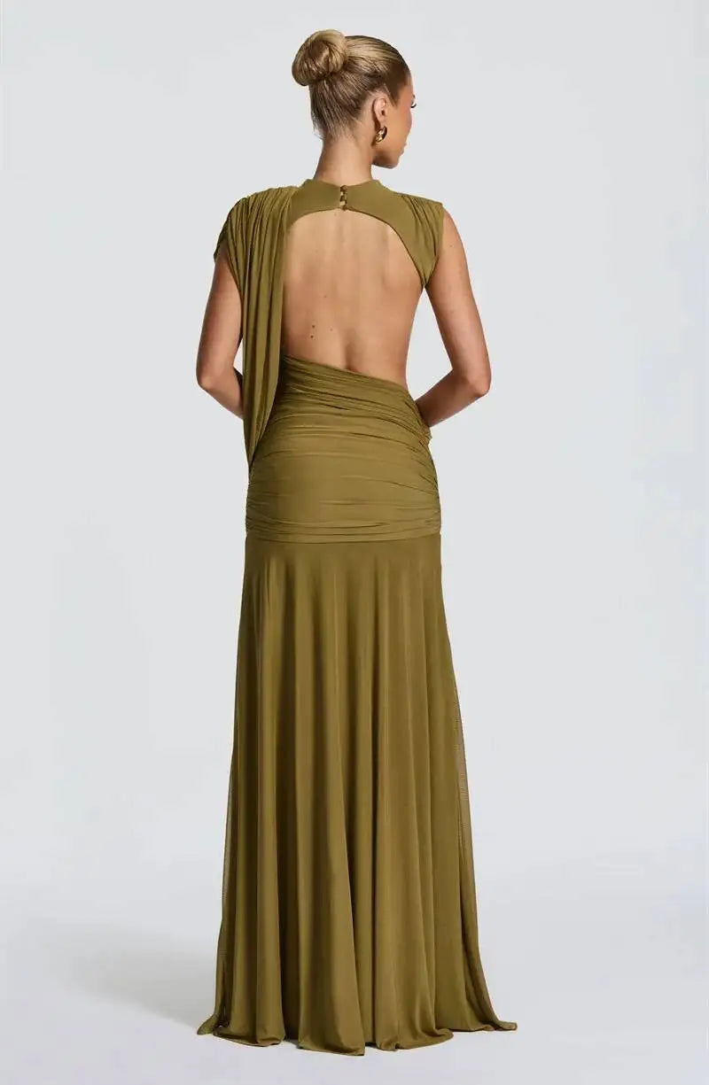 Mozision High Neck Backless Mermaid Maxi Dress