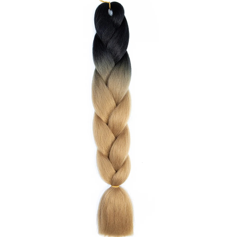GlowStrands 24” Jumbo Braids for Kids & Adults – Ombre Kanekalon Hair Extensions, Easy Styling & Natural Feel