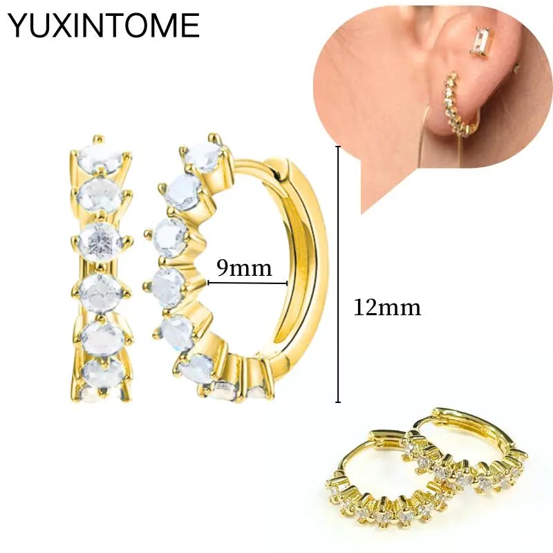 925 Sterling Silver Multi-Turn Hoop Earrings with White Zircon, Fashion Punk Jewelry for Women