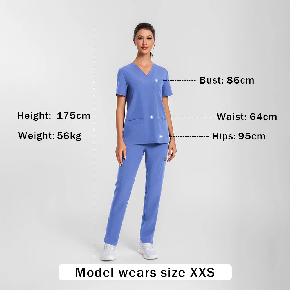 Women’s Antibacterial Scrubs Set – Soft V-Neck Top & Wrinkle-Resistant Pants