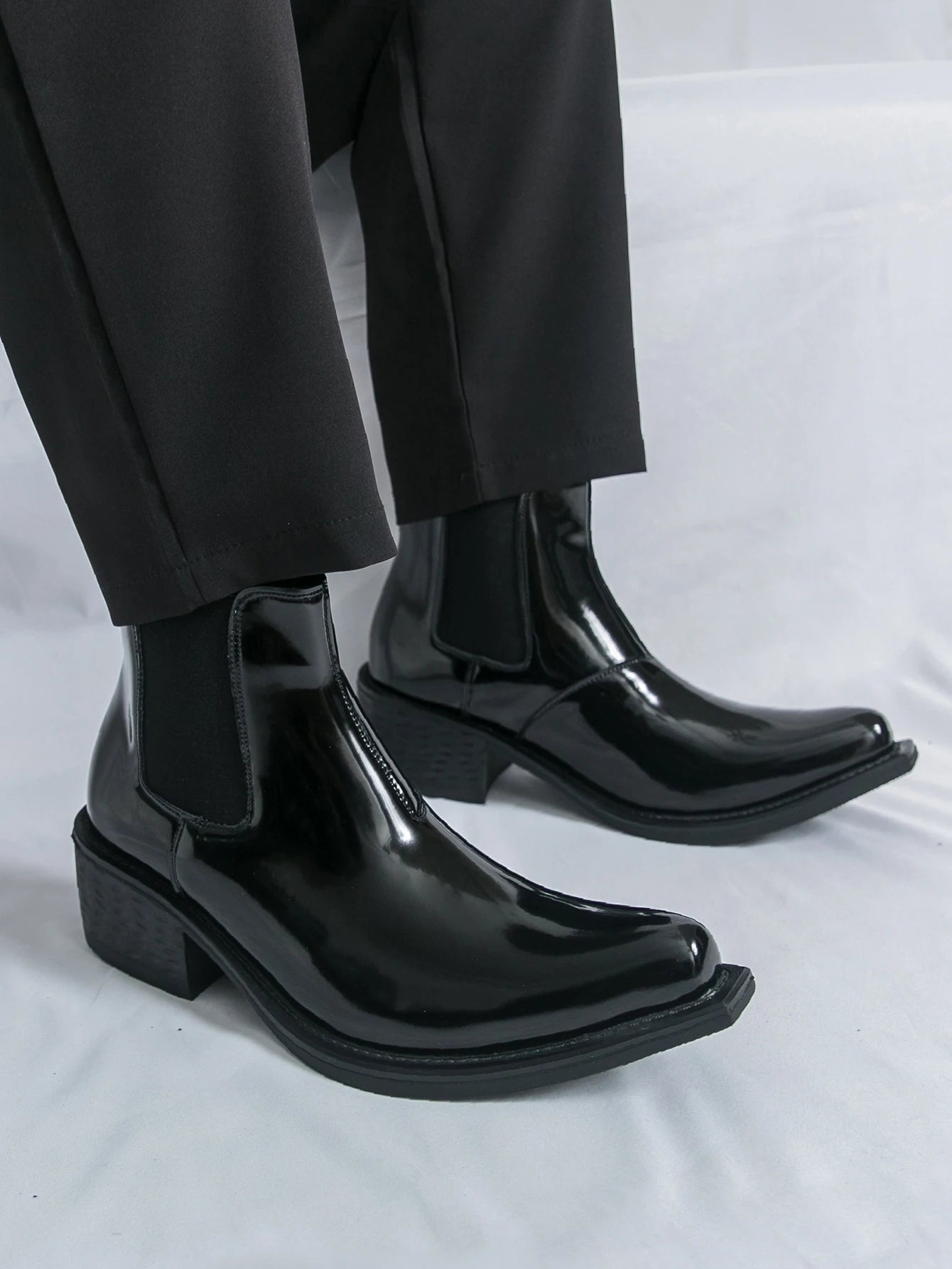 Men’s PU Leather Chelsea Boots, Classic Pointed Toe Design