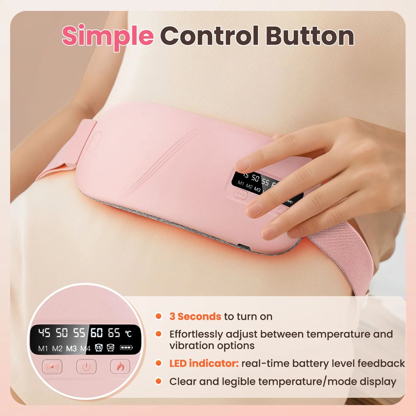 Electric Heating Pad & Menstrual Cramp Massager Belt – Vibration & Heat Therapy for Period Pain Relief