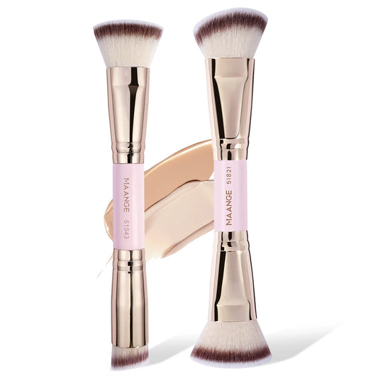 2PCS Foundation Brush Set – Liquid, Cream & Powder Makeup Brushes for Blending, Buffing, Contour & Concealer