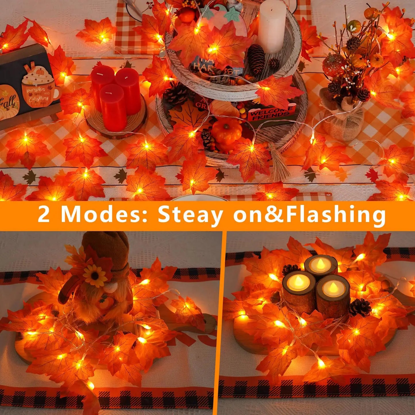 2/3M LED Maple Leaf String Lights – Christmas, Halloween & New Year Decoration
Artificial Maple Leaf Garland with LED Lights – Perfect for Home, Party, DIY Decor & Seasonal Events