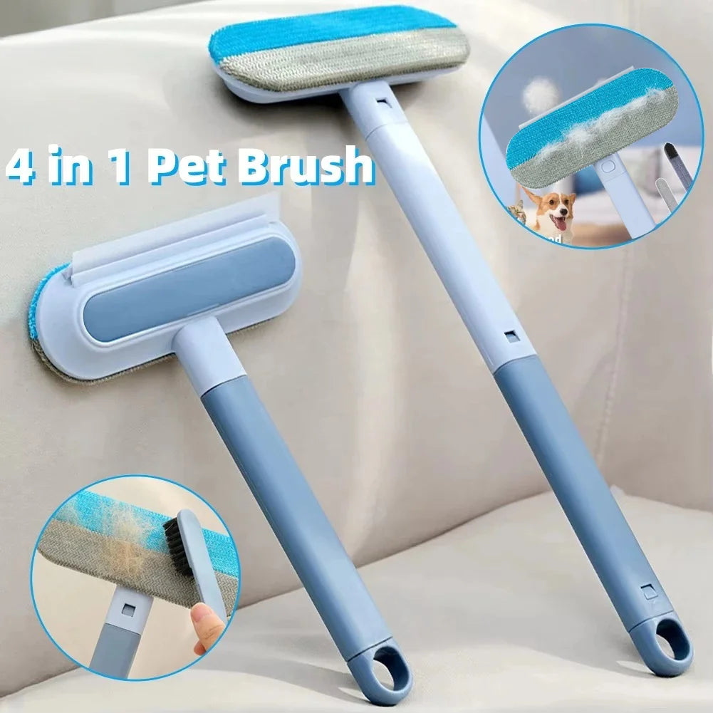 4-in-1 Pet Hair Remover Brush – Reusable Lint Roller for Sofa, Carpet, Clothes & Car