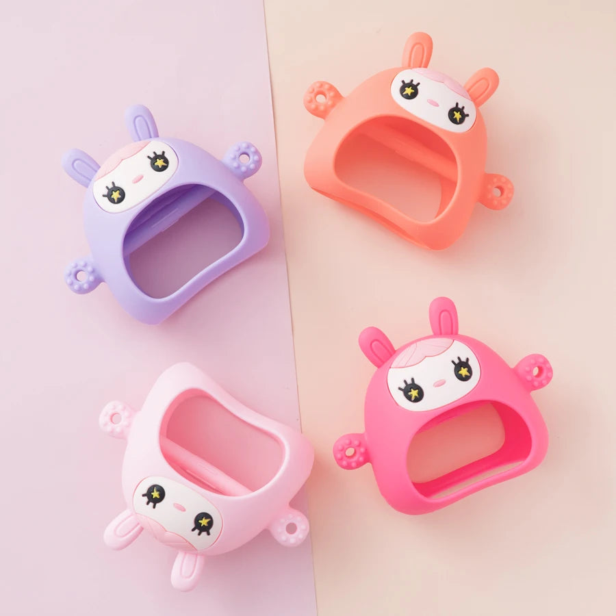 1PC Silicone Baby Teethering Toys Cartoon Rabbit Shape Baby Care Utensils Soft Baby Toys Nursing Baby Stuff Baby Accessories