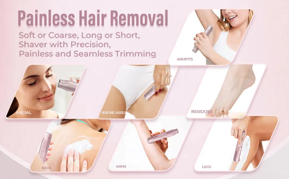 Electric Shaver for Women – 2-in-1 Epilator & Razor | Painless Hair Removal for Body, Legs, Face, Bikini & More