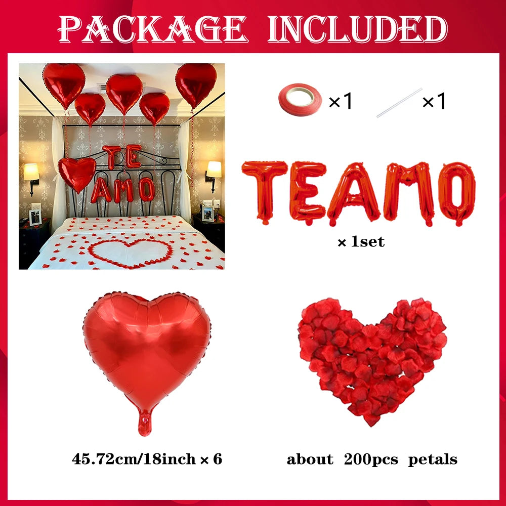 Spanish “Te Amo” I Love You Banner Balloon – Valentine’s Day, Wedding, Anniversary, Birthday, Father’s Day Decoration