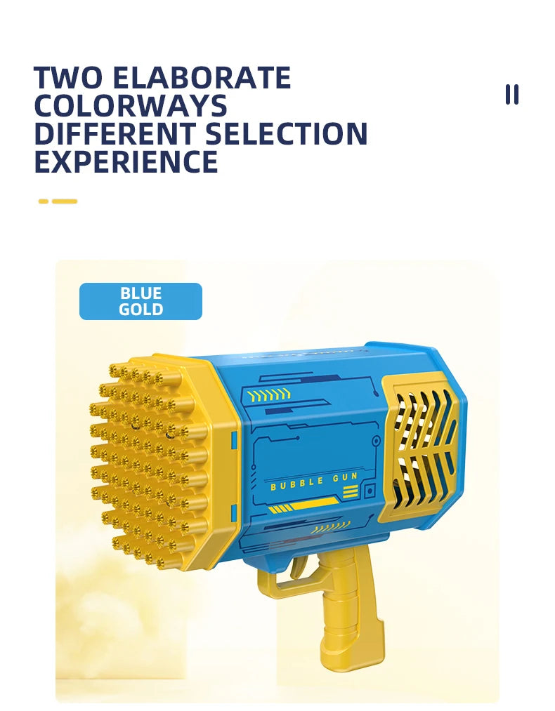 Automatic 69-Hole Bubble Gun Machine with Lights – Soap Bubble Blower Toy for Kids