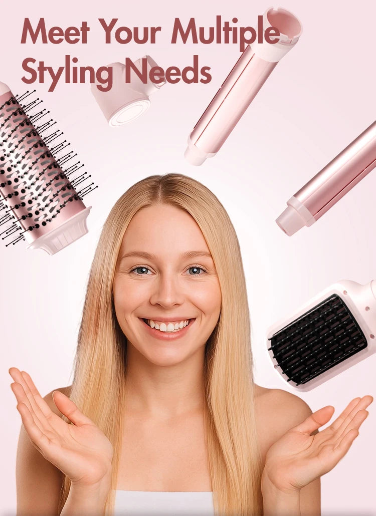 5-in-1 Detachable Hair Dryer Brush & Curling Iron Styling System