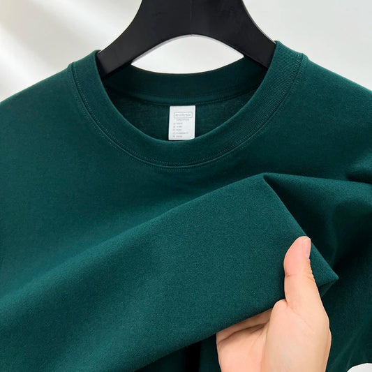 High-quality, 100% cotton short-sleeve men's T-shirt – summer round neck, loose, casual, solid color, breathable, plus-size top (also suitable for women)