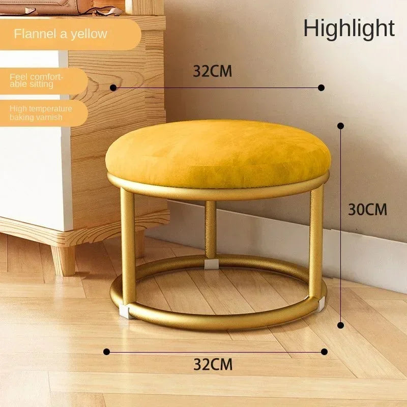 Small, Stackable, Round Household, Light Luxury and Modern, Simple, Living Room, Sofa Low Stool, Shoe  Door,  Changing