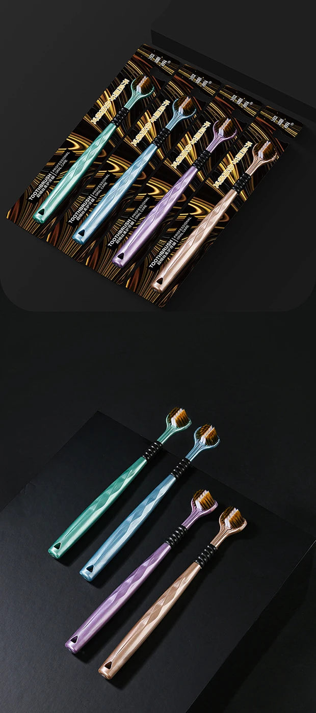 Three-Sided Soft Bristle Toothbrush (1PC / 2PCS / 4PCS) – Advanced Adult Oral Care for Gentle Cleaning & Gum Protection