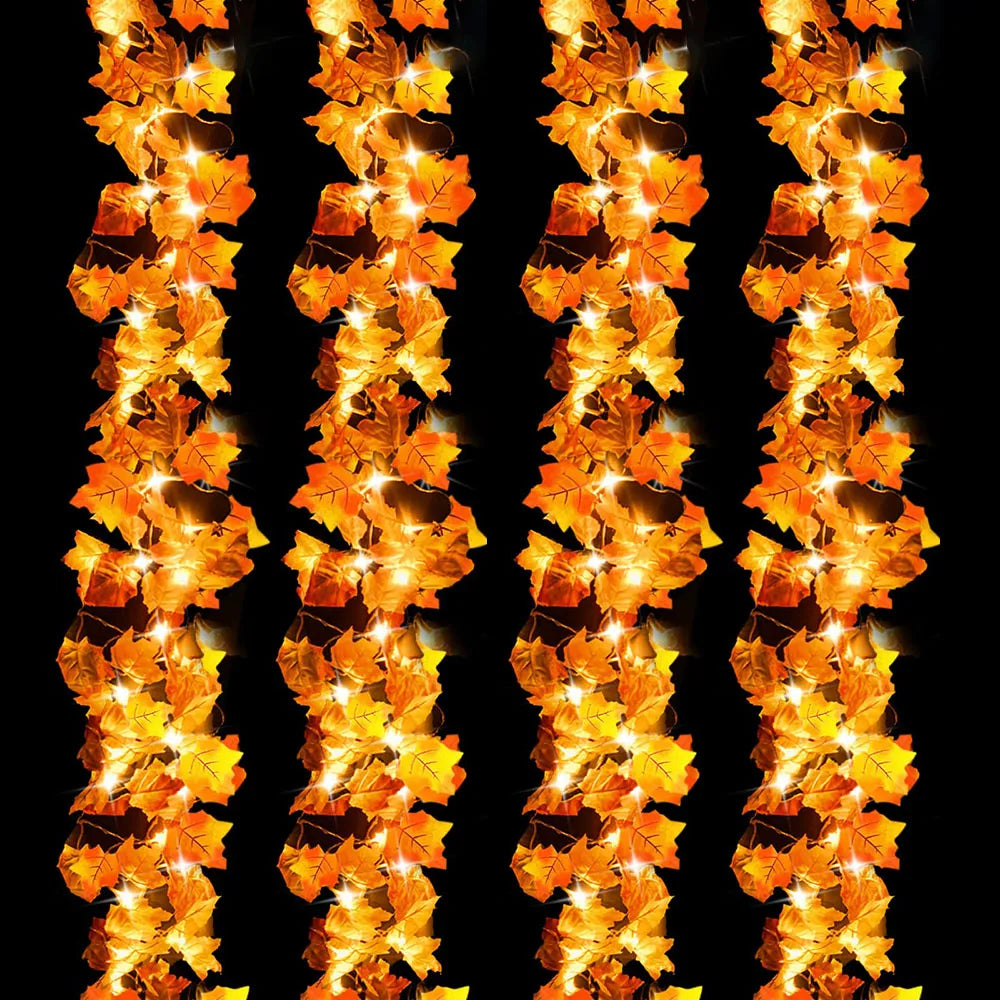 Autumn Maple Leaf LED Garland String Lights for Halloween & Christmas