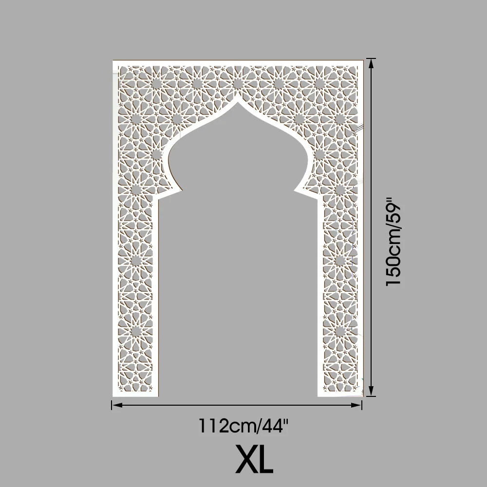 Islamic Arch Mirror Wall Sticker – Gold Acrylic 3D Mosque Frame Decal with Geometric Pattern for Ramadan & Eid Decor