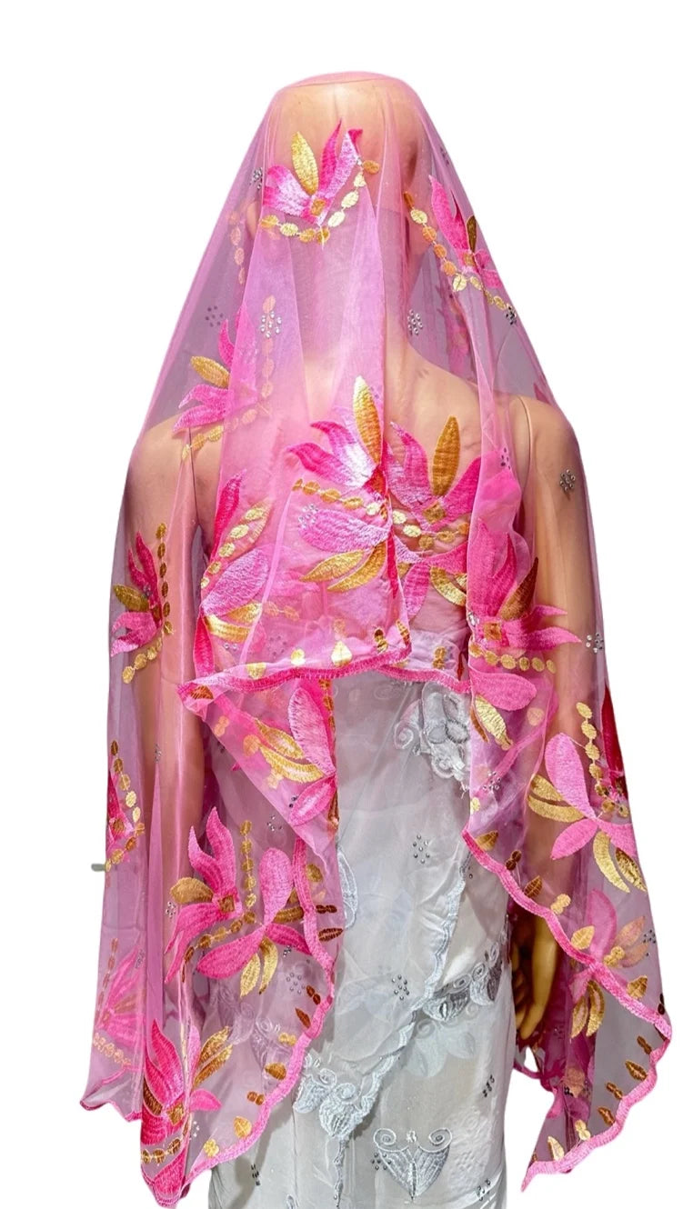 Women's Embroidered Voile Hijab Scarf