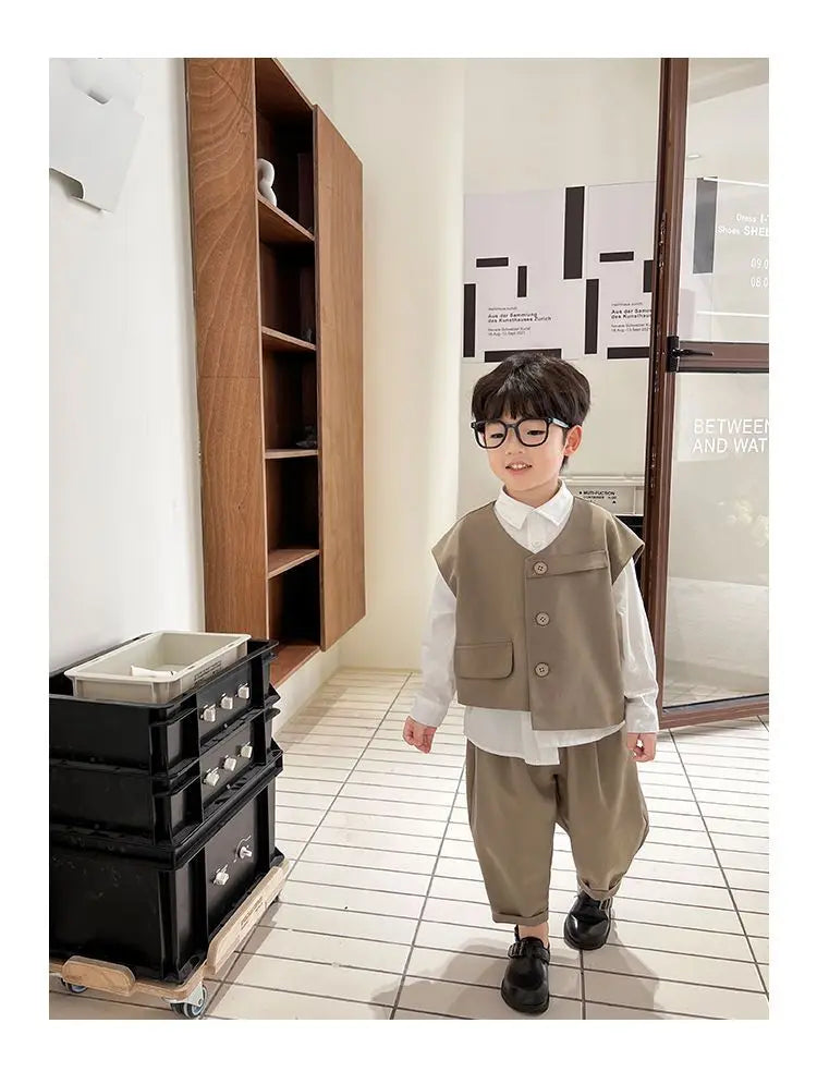 Boys 3-Piece Streetwear Clothing Set — Vest, Top & Pants