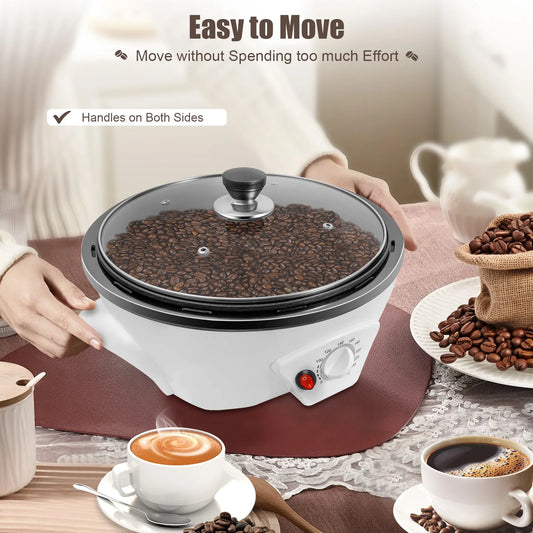 Coffee Bean Roaster – 110V 800W Electric Roasting Machine for Home Use (White)