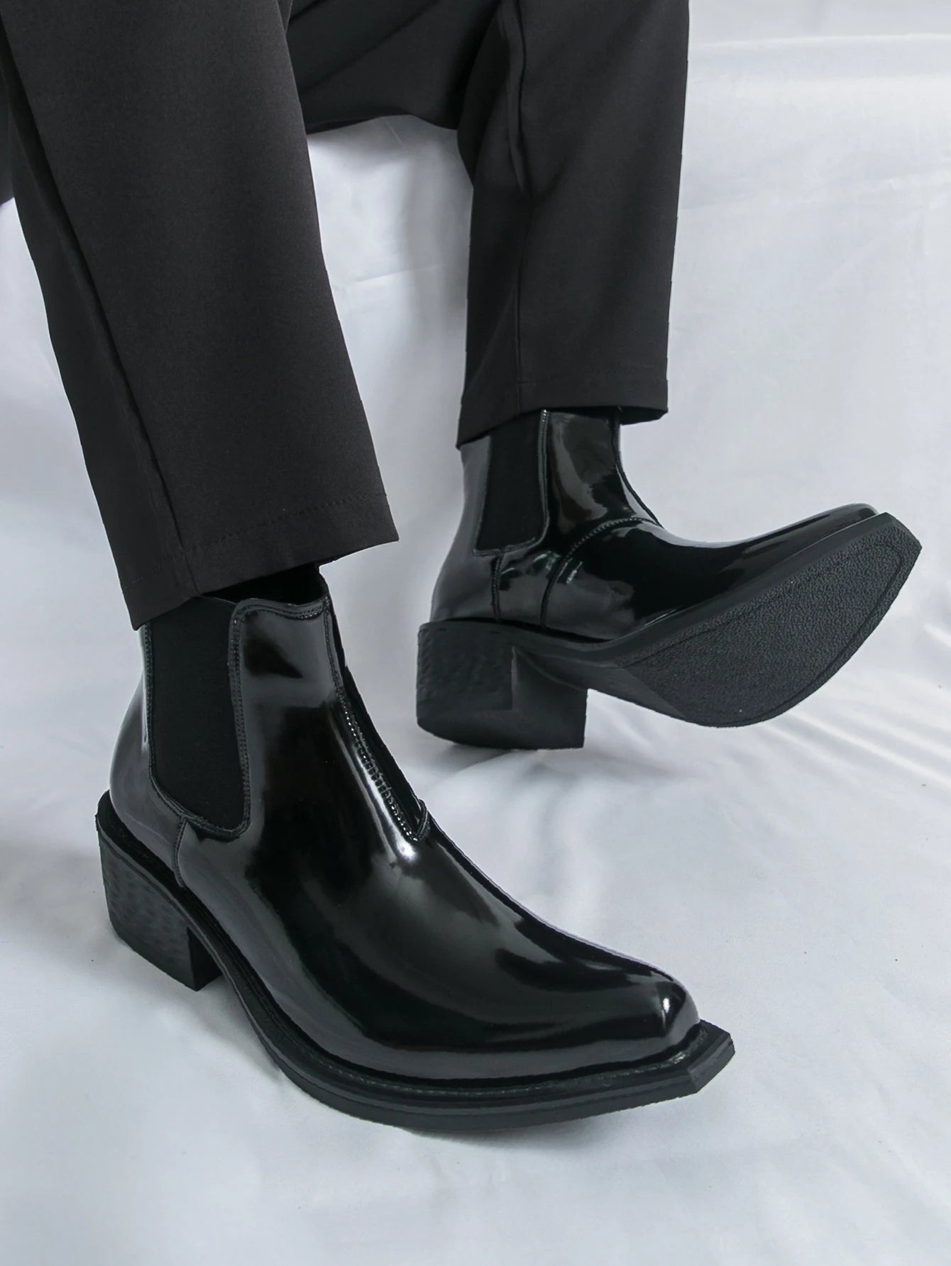 Men’s PU Leather Chelsea Boots, Classic Pointed Toe Design