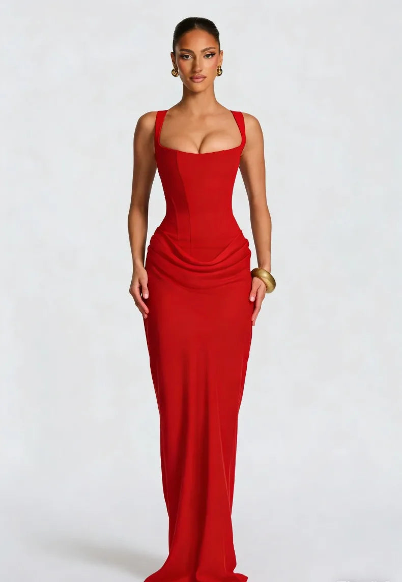 Fishbone Strap Evening Dress