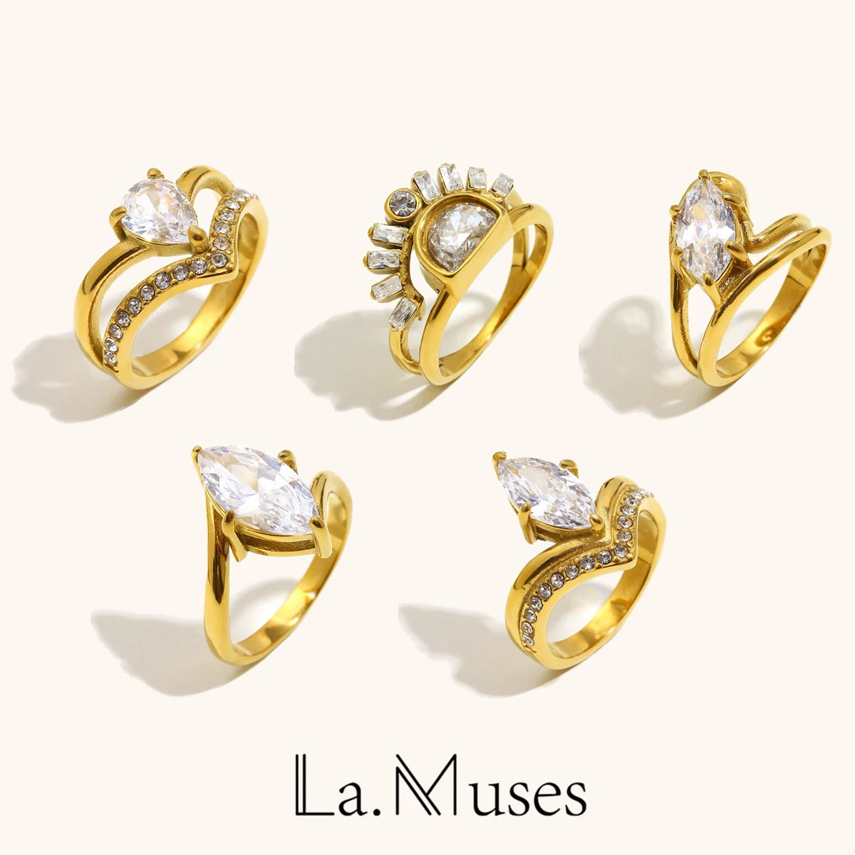 Shining Zircon Stainless Steel Women’s Ring – Fashion Jewelry