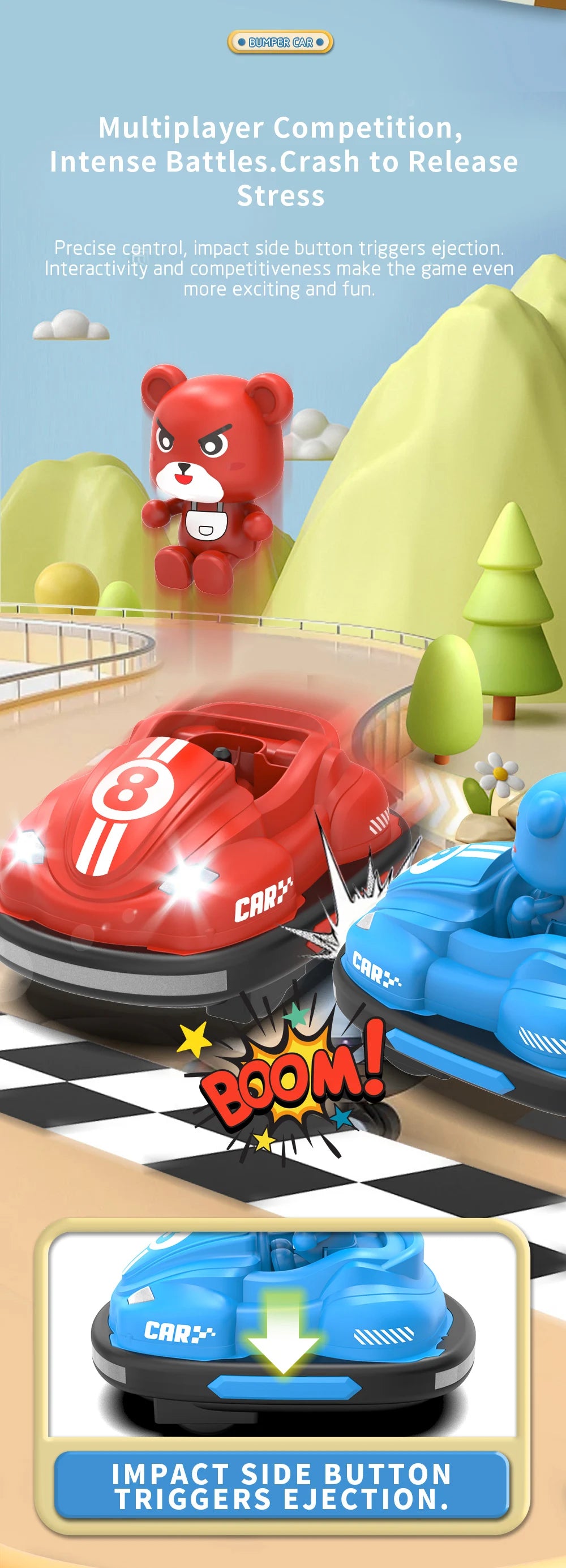 Bumper Battle RC Car with LED – 2.4G Remote Control Racing Car with Music