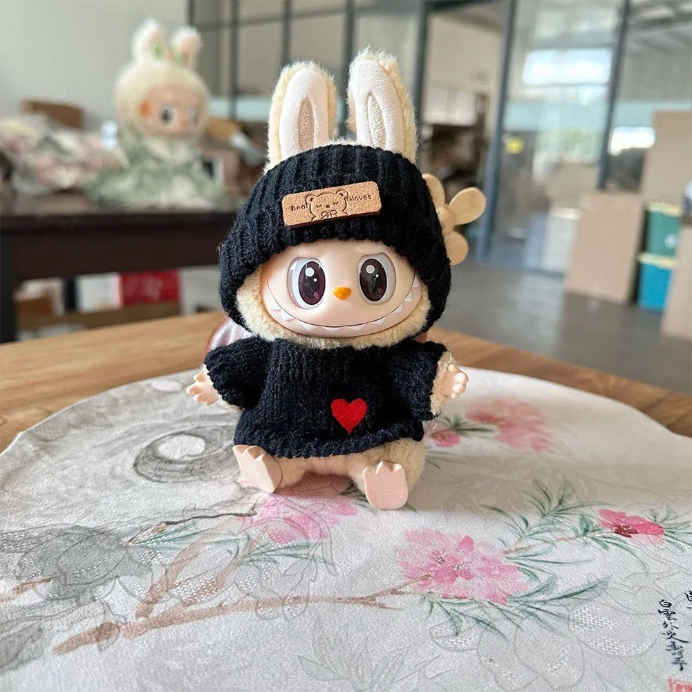17cm Labubu Doll Clothes Outfit – Accessories for Kpop EXO Labubu Idol V1/V2, Skirt & Sweater Clothing Gift"