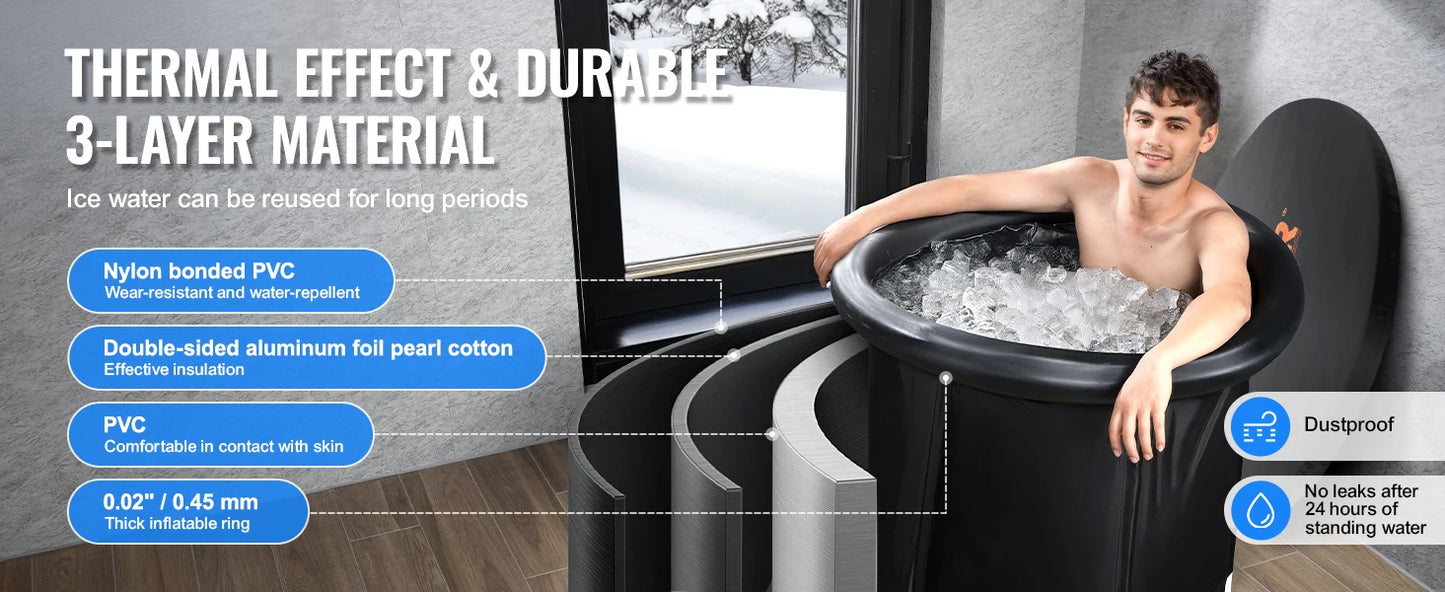 Portable Ice Bath Tub for Cold Water Therapy – Inflatable Plunge Pool for Athletes, Outdoor Ice Barrel Recovery Tub