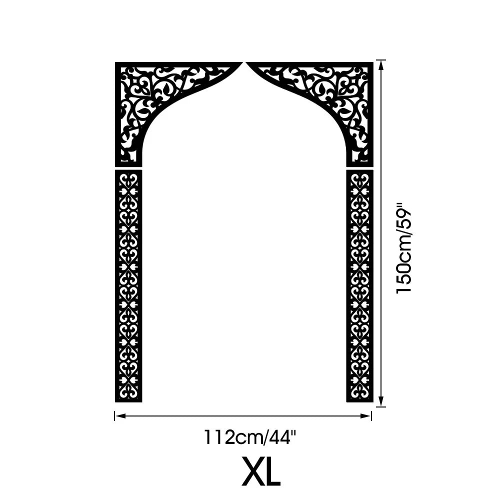 Islamic Arch Mirror Wall Sticker – Gold Acrylic 3D Mosque Frame Decal with Geometric Pattern for Ramadan & Eid Decor