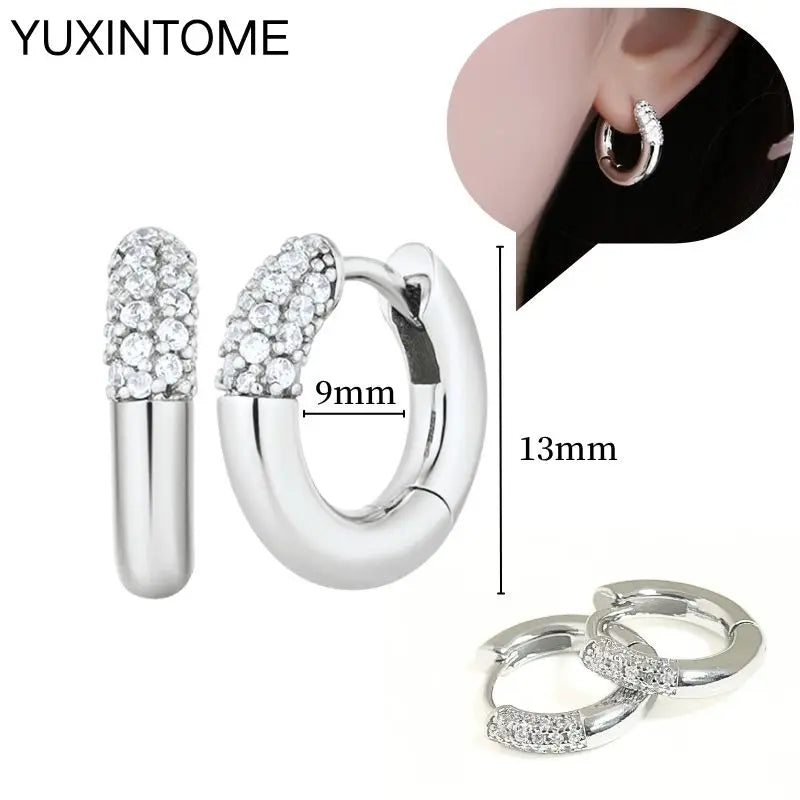 925 Sterling Silver Multi-Turn Hoop Earrings with White Zircon, Fashion Punk Jewelry for Women