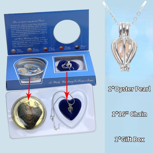 Wish Pearl Oyster DIY Necklace Kit with Cultured Pearl Jewelry Gift Set