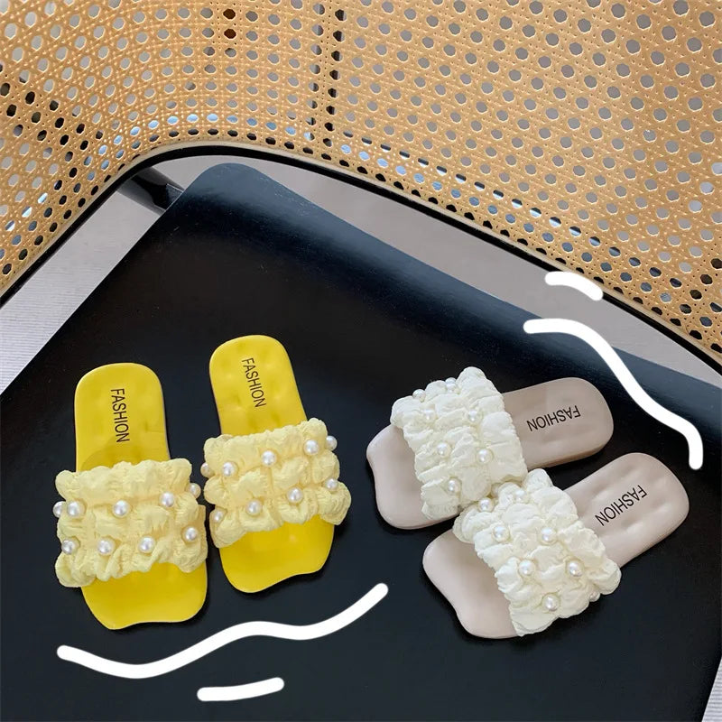 Children’s Summer Slippers – Girls' Sandals with Pearl Design | Soft-Soled Princess Slides