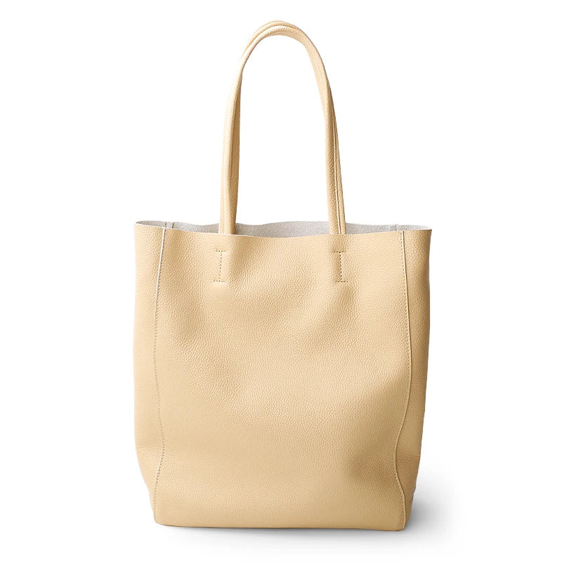 Women’s Casual Leather Tote Bag – Large Soft Cowhide Shoulder Purse for Shopping & Travel