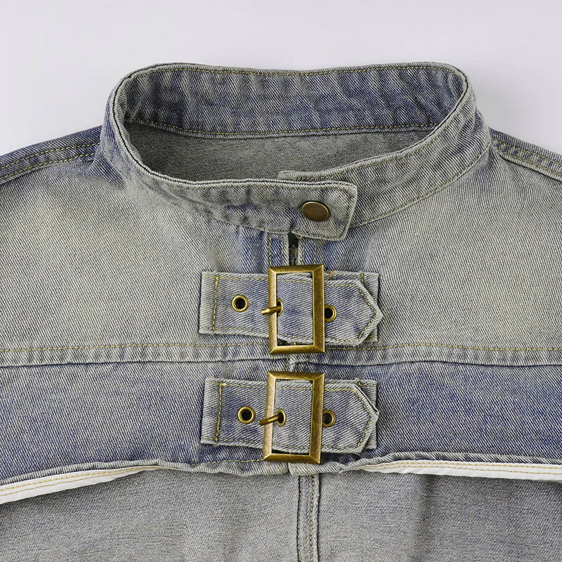 Denim Y2K Aesthetic Cropped Coat – Vintage Harajuku Fashion Women’s Streetwear Jacket