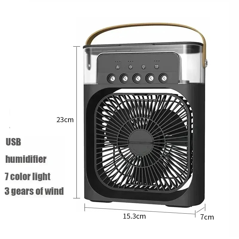 3-in-1 Mini Air Cooler Fan with Humidifier & LED Night Light – Portable USB Desktop Cooling Fan for Home & Office